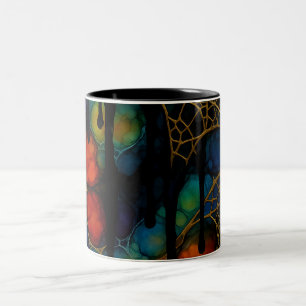 Intricate Multi-Layered Alcohol Ink Pattern Zweifarbige Tasse