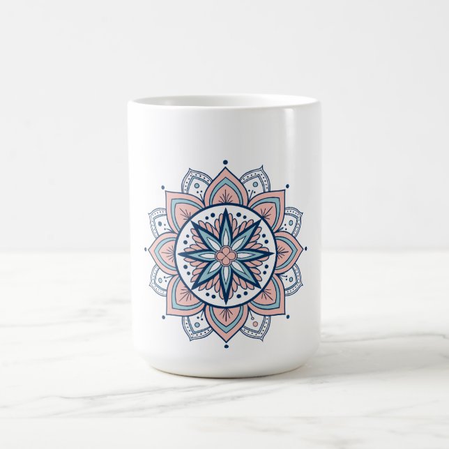 Intricate Pastel Floral Mandala Kaffeetasse (Mittel)