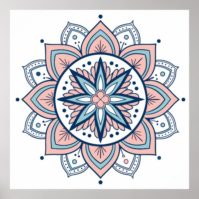 Intricate Pastel Floral Mandala Poster (Vorne)