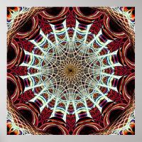 Intricate Red Beige Geometric Web Mandala Art