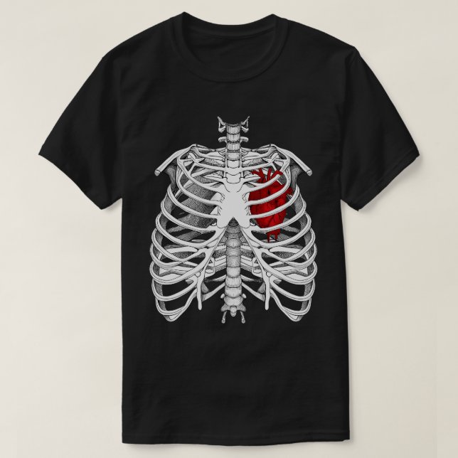 Intricate Ribcage and Heart Illustration T-Shirt (Design vorne)