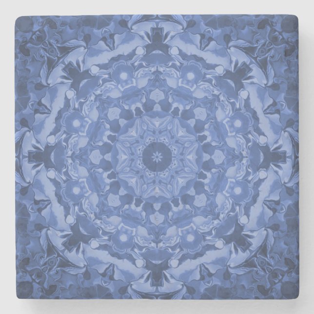 Intricate Royal Blue Kaleidoscope Steinuntersetzer (Vorderseite)
