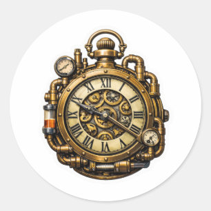 Intricate Steampunk-Taschenuhr-Aufkleber Runder Aufkleber