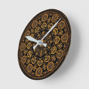 Intricate Traditional Warli Mandala Muster Runde Wanduhr