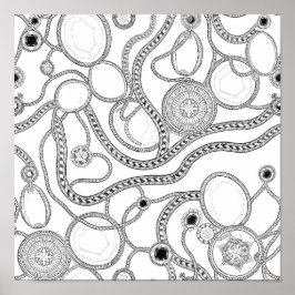 Intricate Wealth Decoupage Template Line Art Poster