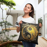 Intricate Yellow Taijitu Yin und Yang Contemporary