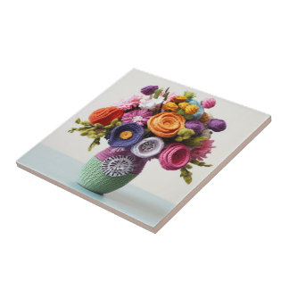 Intricentierte Crocheted Blume Art-vibrierend Bouq Fliese