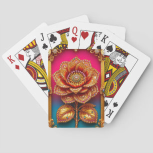 Intricentierte Goldene Blume Art Spielkarten