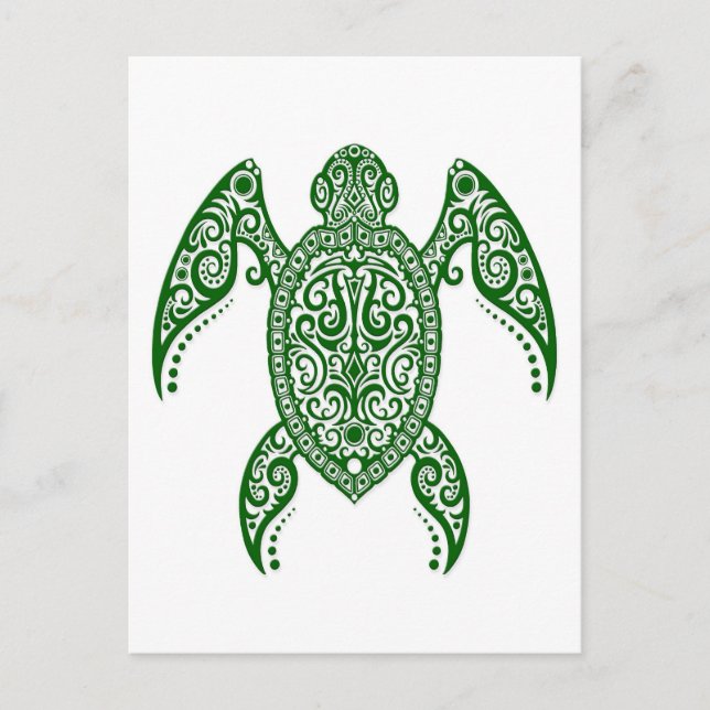 Intricentierte Meeresschildkröte auf Weiß Postkarte (Vorderseite)
