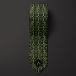 Intricentierte Monogramm aus Grün und Schwarz Krawatte