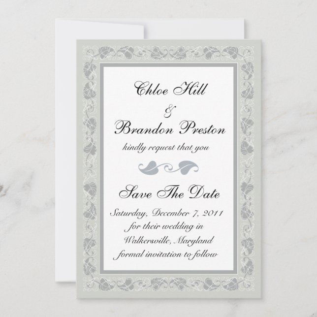 Intricentierte Reben Save the Date (Vorderseite)