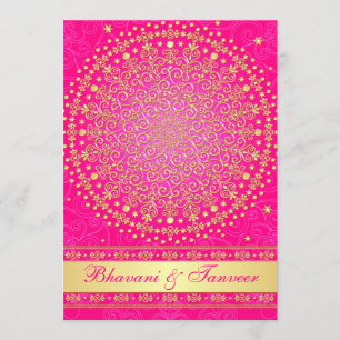 Intricentierte Rosa Gold Scrollstars Hochzeitsfeie Einladung