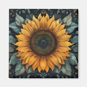 Intricentierte Sonnenblume Botanische Kunst Magnet