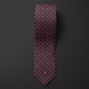 Intricentierter Burgund und Gold Mandala Trauzeuge Krawatte