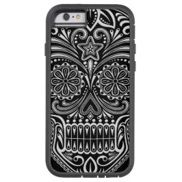 Intricentierter weißer und schwarzer Zuckerschädel Case-Mate iPhone Hülle