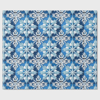 Intricentive Blue Snowflake Design Geschenkpapier