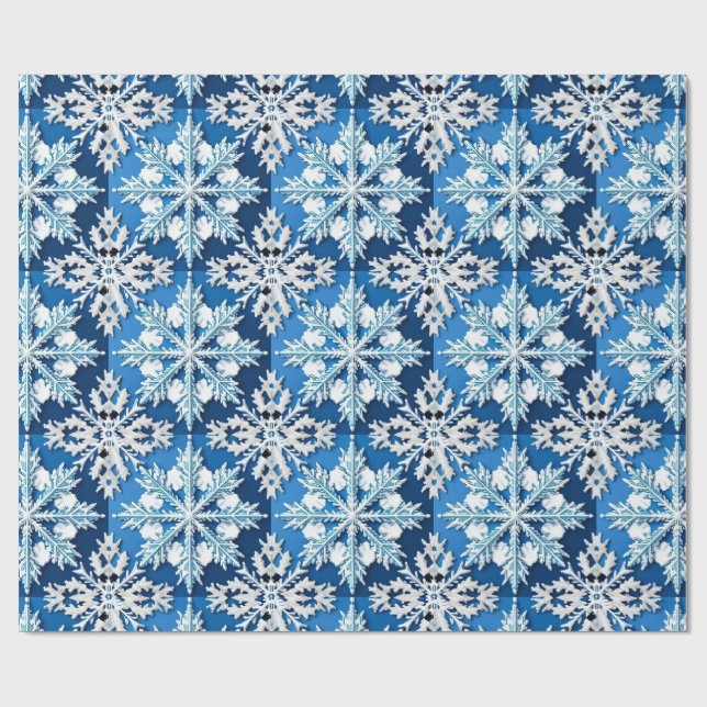 Intricentive Blue Snowflake Design Geschenkpapier (Flach)