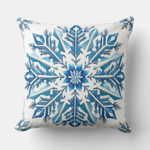 Intricentive Blue Snowflake Design Kissen