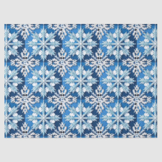 Intricentive Blue Snowflake Design Seidenpapier
