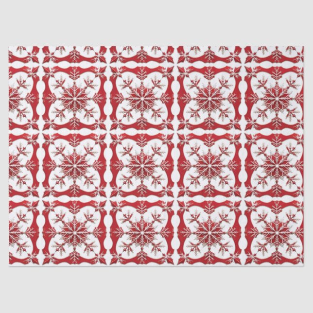 Intricses Red Snowflake Design Seidenpapier (Vorderseite)