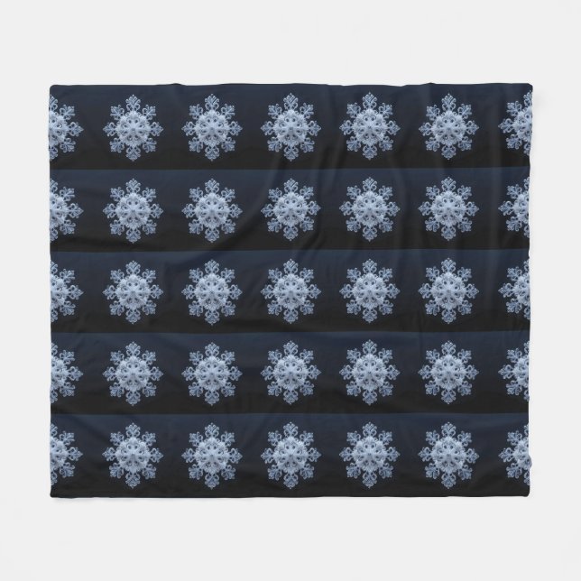 Intricses Snowflake Design auf dunkelblauem Hinter Fleecedecke (Vorderseite (Horizontal))