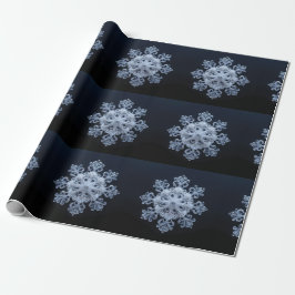Intricses Snowflake Design auf dunkelblauem Hinter Geschenkpapier