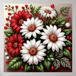 Intrigantes, mit Edelsteinen verziertes florales D Poster