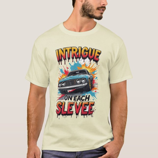 Intrige Jeder Ärmel Feuriges Sportwagen Tempo T-Shirt (Vorderseite)