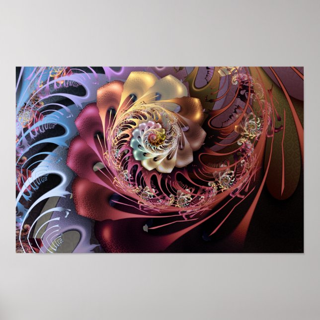 Intrige Komplizierte Flammen-Fraktal-Spiralblüte i Poster (Vorne)