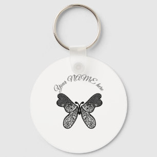 Intrigerter Boho-Mandala-Schmetterling Schwarz und Schlüsselanhänger