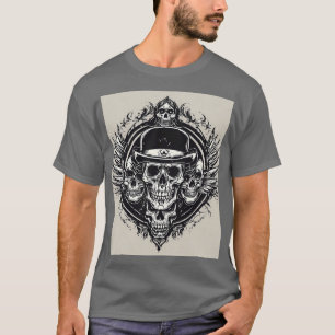 Intrignes Schädeldesign mit Flügeln und Symbolen T-Shirt