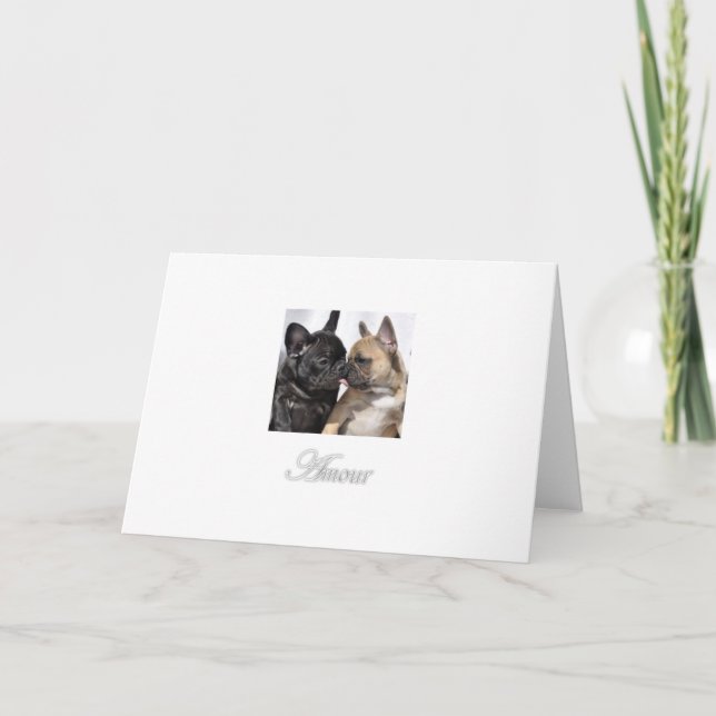 Intrigue amoureuse cartes de voeux de bouledogue (Devant)