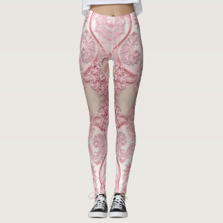 Intrikate, wirbelnde Muster hübsch rosa Spitzen Leggings
