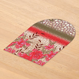 Intrikates Stoffdesign mit Blumenmuster Acryleinladungen