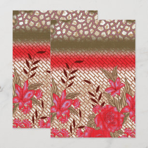 Intrikates Stoffdesign mit Blumenmuster Dankeskarte