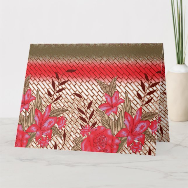 Intrikates Stoffdesign mit Blumenmuster Dankeskarte (Vorderseite)