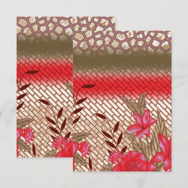 Intrikates Stoffdesign mit Blumenmuster Karte (Vorne/Hinten)
