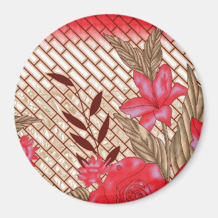 Intrikates Stoffdesign mit Blumenmuster Magnet