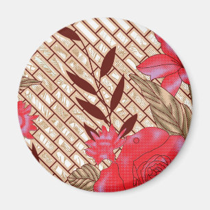 Intrikates Stoffdesign mit Blumenmuster Magnet