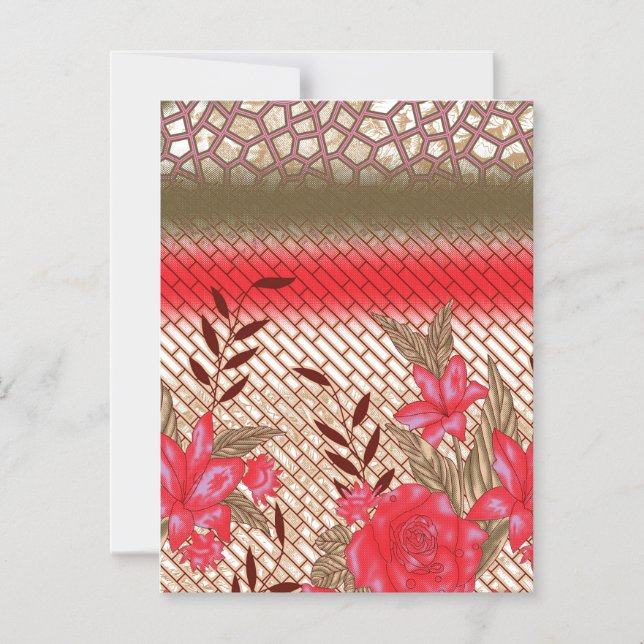 Intrikates Stoffdesign mit Blumenmuster Magneteinladung (Vorderseite)