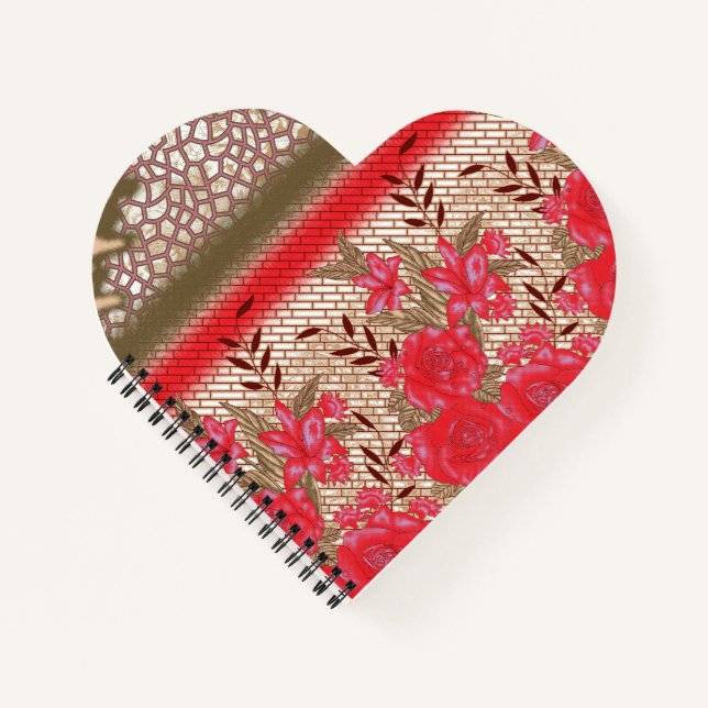 Intrikates Stoffdesign mit Blumenmuster Notizbuch (Vorderseite)