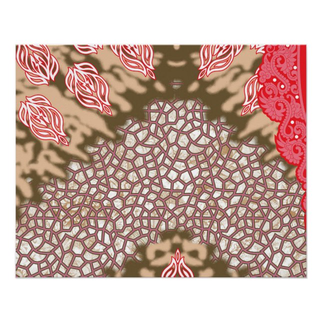 Intrikates Stoffdesign mit Blumenmuster Poster (Vorderseite)