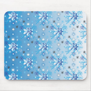 Intrikierte blaue und weiße Sterne und Schneeflock Mousepad