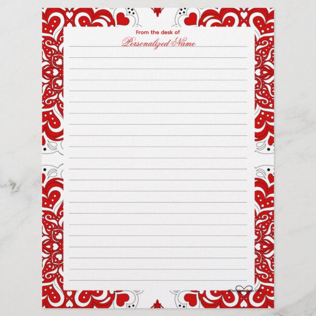 Intrikierte Lieben - Rot Linde Briefbogen (Vorderseite)