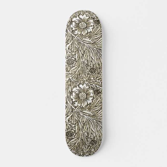 Intrikiertes Blumendesign in Braun und Weiß Skateboard (Vorne)