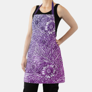 Intrikiertes Blumendesign in Lila Farben und Weiß Schürze