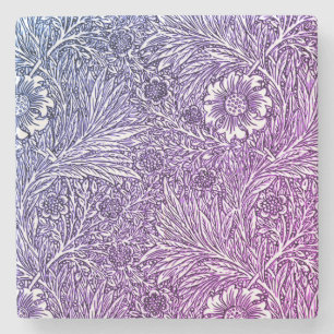Intrikiertes Blumendesign in Lila Farben und Weiß Steinuntersetzer