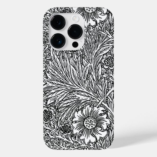 Intrikiertes Blumendesign in Schwarz und Weiß Case-Mate iPhone 14 Pro Hülle (Rückseite)