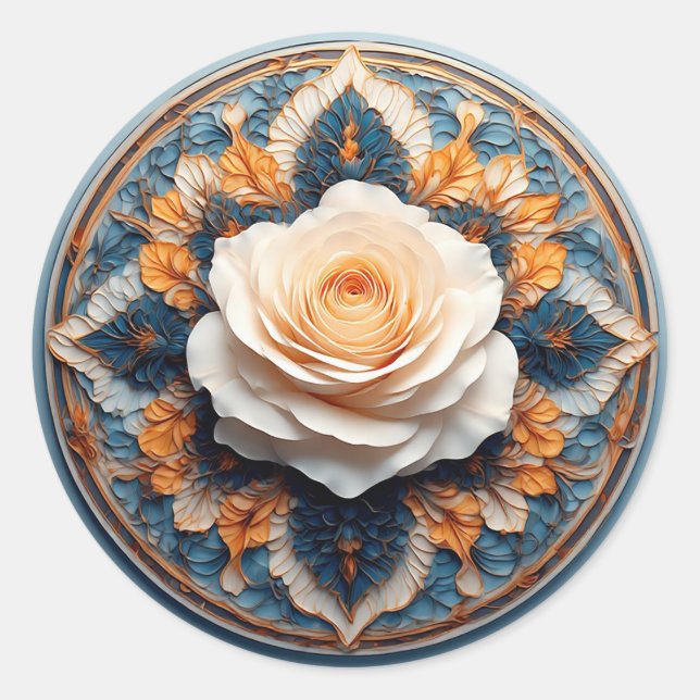 Intrikiertes Design der Blume Runder Aufkleber (Vorderseite)