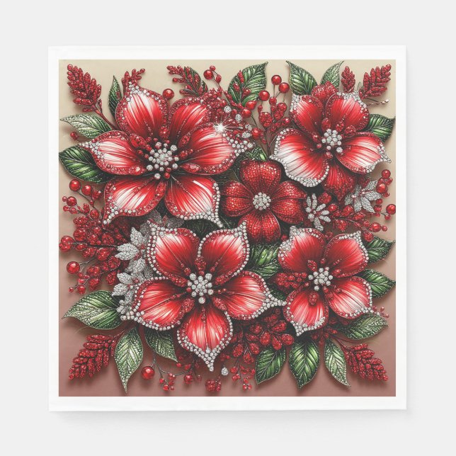 Intrikiertes Gem verziertes Blumendesign Serviette (Vorderseite)